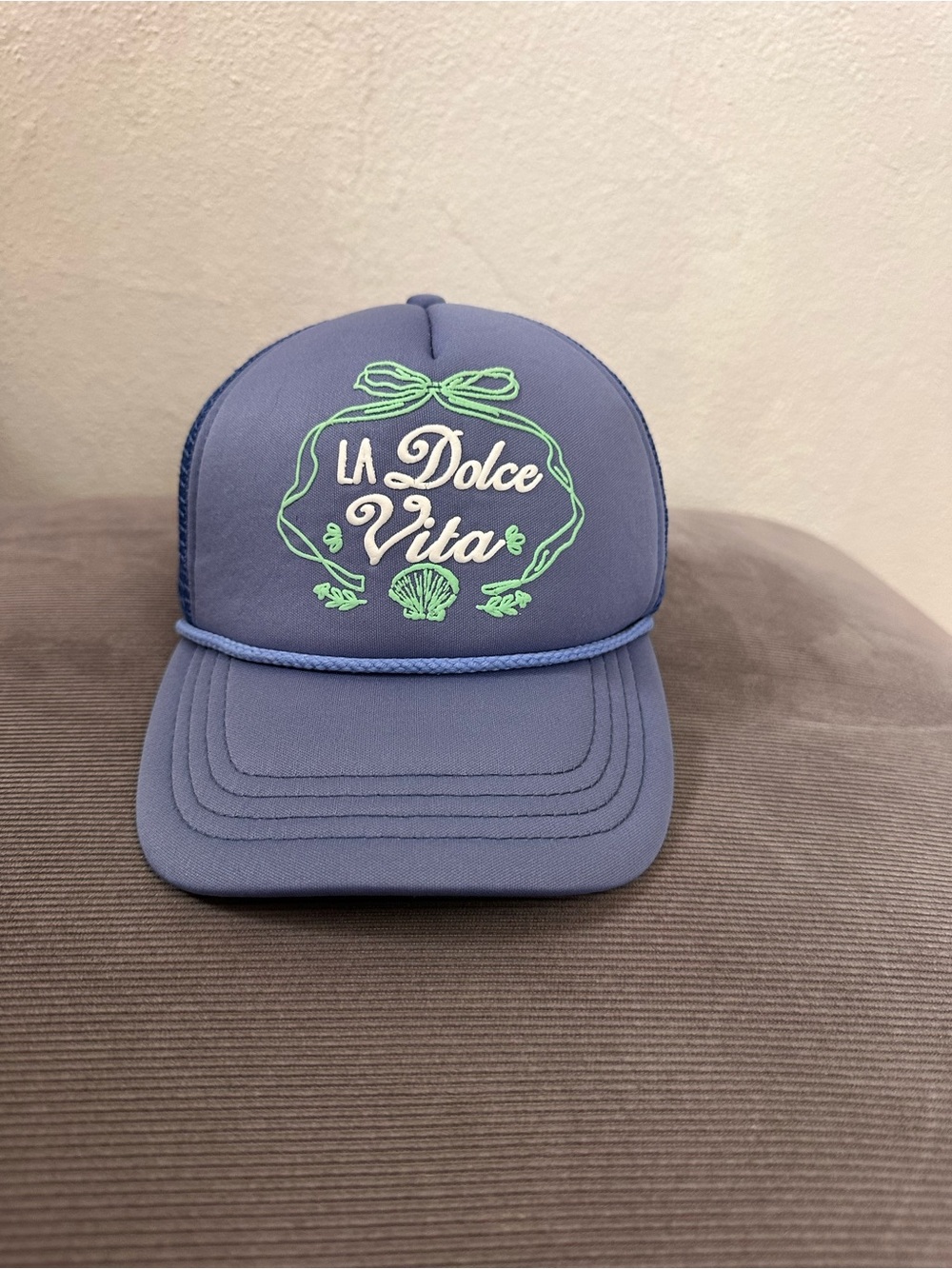 Anthropologie La Dolce Vita Blue Trucker Hat Adjustable Snapback